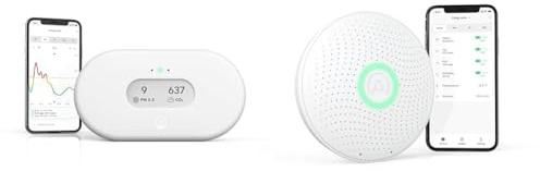Airthings 2960 View Plus - Radon and Air Quality Monitor with PM 2.5, CO2, VOC & 2930 Wave Plus - Radon and Air Quality Monitor with CO2, VOC, Air Pressure, Humidity and Temperature Detector