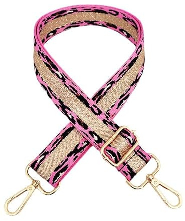 Taschengurt Leopard Muster Schulterriemen für Taschen 75-130cm mit Karabiner Bunter Verstellbarer 3,8 cm Tschengurt Umhängegurt für Schultertasche Tragetaschen und Handtaschen DIY Zubehör,Rosa