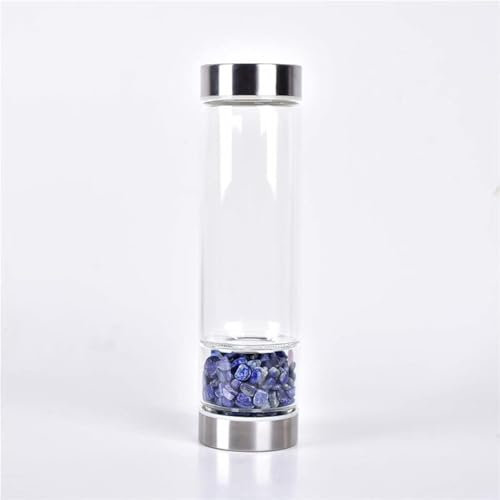 SAHKGYE Bottiglia d'Acqua in Vetro con Gemma di Cristallo Naturale per Realizzare Una Bottiglia di Acqua Gemma Infusa con Elisir di Cristallo di Quarzo Naturale Crystal Point Energy 550 Ml
