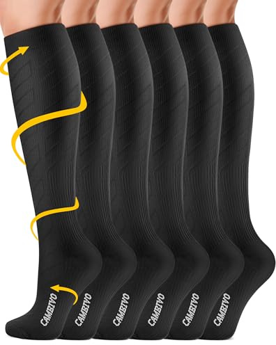 CAMBIVO Bas de Contention Femme Homme 3Paires, Chaussettes de Compression 20-30mmHg, Chaussette Contention Classe 2, pour Circulation Sanguine, Course a Pied, Voyage Avion, Sport, Running, Infirmiere