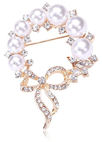 MAYIYAHO Heißer Elegante Goldblume Perle Brosche Hochzeit Brautstrauß Broachen Frauen Kleidung Kragen Pins