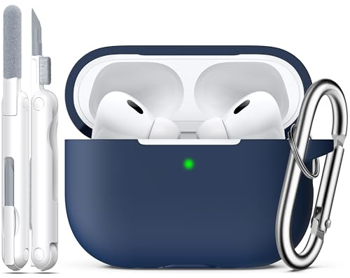 R-fun für AirPods Pro 2 Hülle Weiche Silikon -Mitternachtsblau | Kompatibel mit AirPods Pro 1st/2nd Gen. (2019/2022/2023), Reinigungsset & Schlüsselanhänger inkl., Unisex, Rundumschutz