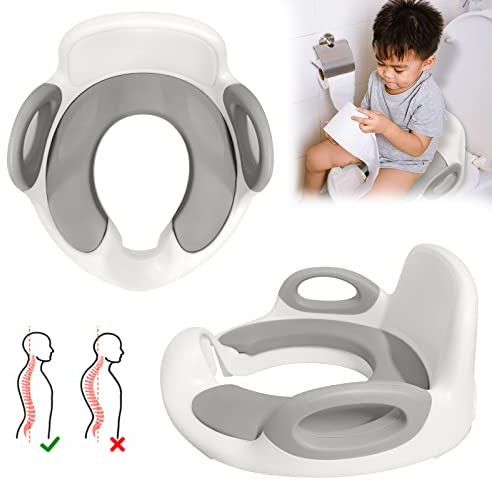 Yznahre Toilettensitz Kinder, WC Sitz Kinder Kloaufsatz Toilettentrainer für Kinder 1-8 Jahren, Baby Toilettensitz Klositz mit doppelseitigen Armlehnen & PU Kissen, Grau