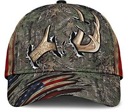 501 Baseball Kappe Mütze Jagd-Hirsch-Horn-Tarnung-Geweih-Bock-Einzigartige Geschenkidee-Grau Unisex Baseballmütze Vintage Reine Farbe Baseball Cap Für Wander Laufen