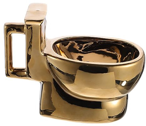 BRIGHTFUFU 1pc Toilet Shaped Cup Ceramic Coffee Mug Funny Toilet Mug for Parties Unique Hidden Poop Design Novelty for Home Office
