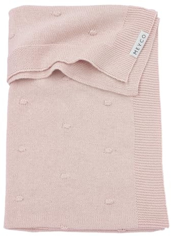 MEYCO Babydecke 100x150cm gestrickt Mini Knots Kuscheldecke Soft Pink | 100% Baumwolle - Oeko Tex zertifiziert - TOG 1.0 - vielseitig einsetzbar - kuschelig & atmungsaktiv - waschbar