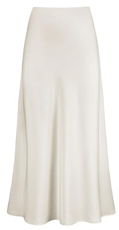 Jupe Satin Femme Grande Taille- Jupe Longue Femme Taille Haute-Jupe Femme Chic Et élégant Solide Coupe Ajustée Skirts Detente à Volants été Ligne A Casual Jupes pour Soirée Cocktail