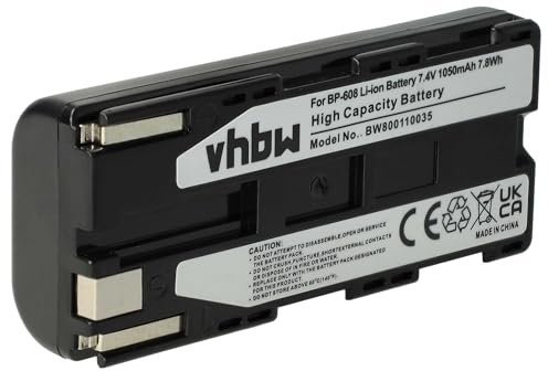 vhbw 1x Batterie Remplacement pour Canon BP-608, BP-608A pour caméra vidéo caméscope (1050mAh, 7,4V, Li-ION)