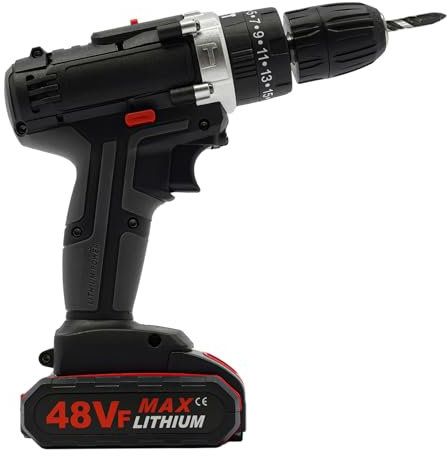 Taladro atornillador inalámbrico, destornillador eléctrico 48vf Li-ion Battery w/Charger para paredes de perforación, madera, metal