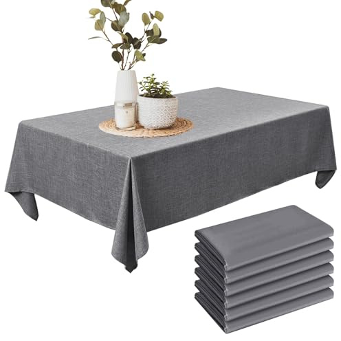 6 Stück Einweg-Tischdecken, Tischdecke 137 x 274 cm Grey Tischdecke Kunststoff Wasserdicht ölbeständig für rechteckige Tische,Weisse Tischdecken für Party Hochzeiten Haushalt Picknick Geburtstags
