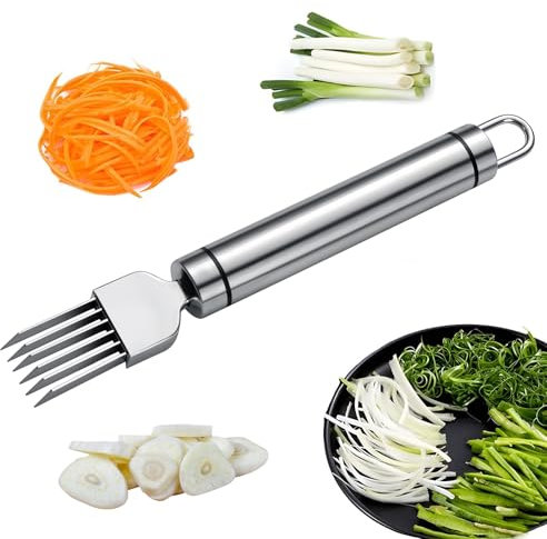 Cortador de cebolla picada de seda, cortador de cebolla picada de acero inoxidable, cortador de cocina para verduras, cebolla, ajo, cortador de alimentos multifuncional para el hogar (redondo)