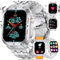ESFOE Militär Smartwatch Herren mit Telefonfunktion(3 Bänder),1.96 Zoll Touchscreen Smart Watch Fitnessuhr,100+ Sportmodi,400mAh IP68 Wasserdicht Smart Watch mit Schrittzähler Pulsmesser Schlafmonitor