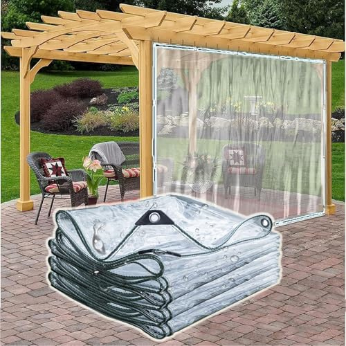 Bache Transparente Exterieur 3x3m(9.8x9.8ft) Bâche de Protection Imperméable 450g/m² PVC Protection de Vent Pluie Soleil pour Serre Jardin Pergola