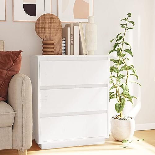 Xichuzi Sideboard Weiß 60x34x75 cm Massivholz Kiefer, Kommode Schlafzimmer, Kommoden & Sideboards, Wohnzimmerschrank, Flur Kommode, Zimmer Möbel - 813361