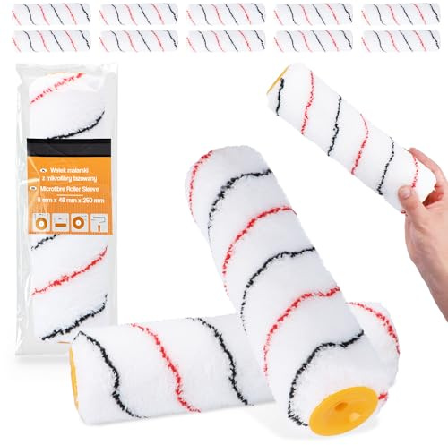 10x Farbrolle 25 cm Malerwalze Lackierwalze Lackrolle Ersatzrolle Streichrollen Malerrolle Mikrofaser Roller Farben Lacke Wand Decken Fassaden Malerbedarf