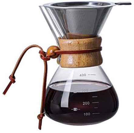 STGBCST Filtro a doppio strato in acciaio inox, filtro a mano, caffettiera per caffè, caffettiera, accessori per caffè Pour Over, caffettiera con filtro in acciaio inox, per casa e ufficio (400 ml)