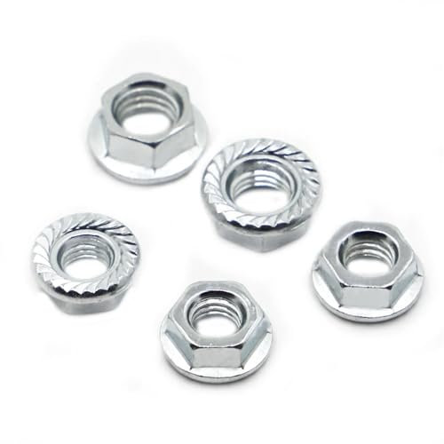Flanschmuttern Sechskant-Flanschmutter aus Kohlenstoffstahl, Zapfen-Sicherungsmutter, M3, M4, M5, M6, M8, M10, M12, M14, M16(M16 2pcs)