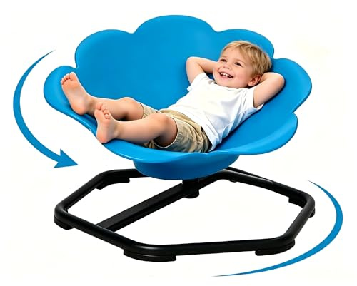 Silla Giratoria Sensorial Para Niños,Equilibrio de 360°,con Mango de Seguridad y Base Metálica Antideslizante,para Coordinación y Equilibrio, Silla Sensorial con Autismo y TDAH Juguete Sensorial(Azul)