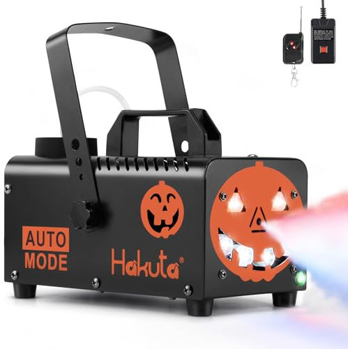 Hakuta Smoke Machine, Fog Machine with 6 Colorful LED Lights Automatic Smoke Machine 2300 CFM Spray with Auto Spray Function, Great for Halloween, Christmas, Wedding, Stage Performance and Parties