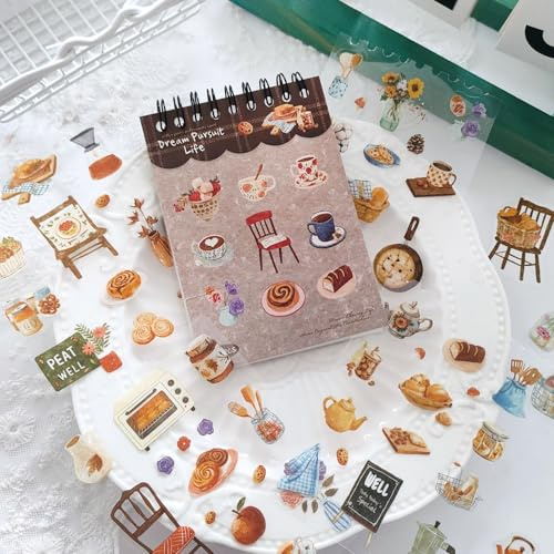 Scrapbook Zubehör,200pcs＋/20 Blätter Scrapbook Journaling Sticker Cute Coffee Cake Stickers Geeignet Für Bullet Journal,Fotoalbum,Computer,Scrapbooking(Food Series)