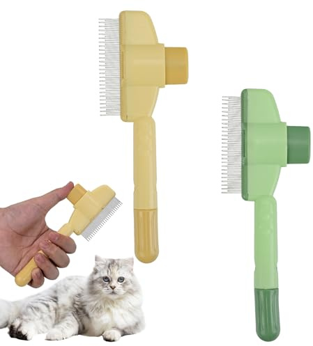 2 Stück Hundekamm, Fellblitz Bürste für Katzen, Flohkamm-Set für Hunde und Katzen, Haustierkämme für Katzen Zum Entfernen Von Matthaar, Selbstreinigende Haustierbürste