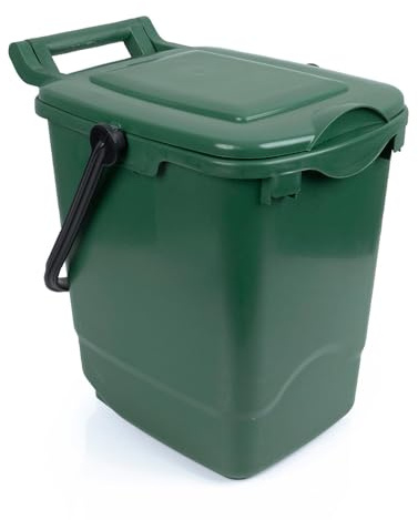 Large Compost Caddy - Green - for Food Waste Recycling (23 Litre) - 23L Plastic Composting Kerbside Bin