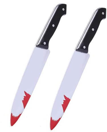2pcs TOYS Halloween Couteaux Sanglant Prop, Couteau Halloween avec Faux Sanglant, Faux Knife Horrible en Plastique Accessoires, 30cm, Plastique Arme Factice, déguisement et décoration pour cosplay