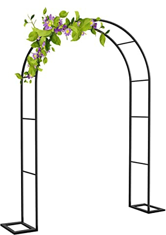 Sturdy Black Garden Arch for Weddings, Metal Rose Arbor for Climbing Plants & Vines - 4.6ft Wide x 7.5ft High Pgola Trellis for Grapevines & Garden Arbors
