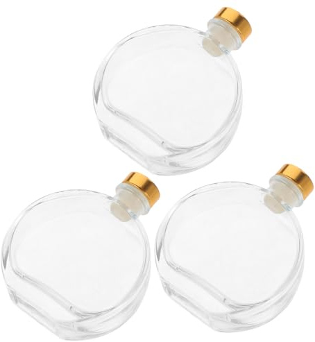 SAFIGLE 3pcs Glass Diffuser Bottles with Polymer Stoppers Essential Oil Fragrance Containers for Home Office Hotel Aromatherapy and Scented Humidifier Use Random Color