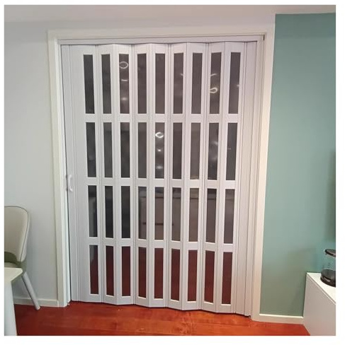 210cm High White Bi-Folding Accordion Doors | Internal Sliding Doors for Kitchen Living Room Bedroom Bathroom | Custom Size Available (210x210cm)