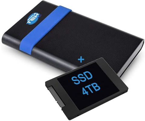 SIMPLETEK - Hard Disk SSD 4TB SATA III + Box Enclosure Esterno da 2,5 USB 3.2 Gen1, GS-15U3, cavo 20 cm, 6 Gbps