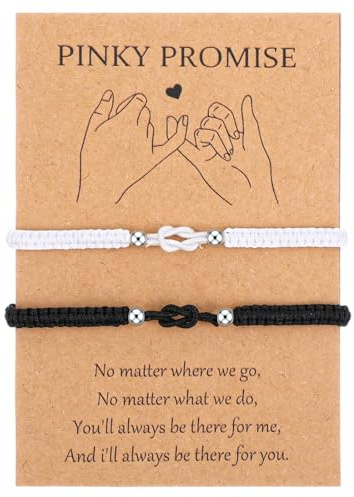 Nogeqi Matching Bracelets for Couples, Matching Couple Bracelets Bf Gf Him Her, Pinky Promise Bracelet Long Distance Relationship Birthday Gifts for Boyfriend Girlfriend Anniversary Women Men