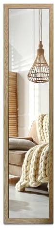 Wallfluent Ganzkörperspiegel 36x156 cm Rechteckig MDF Ankleidespiegel Moderner Stil Regelmäßig Symmetrisch Wohnzimmer Minimalismus Glas Hausdekoration mit Rahmen - Eichenrahmen