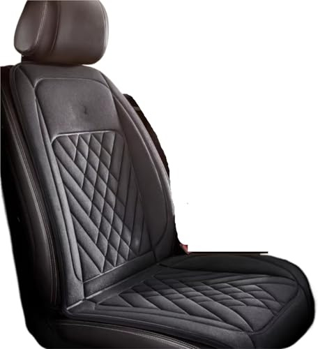 XIAOYANS Universal Autositzbezüge Winterverlängertes Autositzkissen Mit Heizfunktion 12-24 V Flanell-Wärmekissen Heizzubehör Universelle Autositzabdeckung(Single Black)