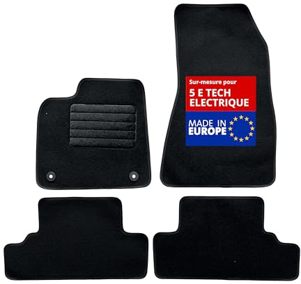 DBS - Tapis de Sol Voiture - sur Mesure - Adapté à Votre Renault 5 E Tech Electrique (dès 01/2024) - Antidérapant : Clips de Fixation et Autogrip - 4 pièces - Moquette