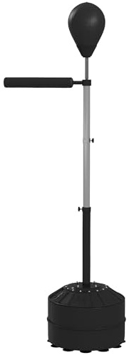SPORTNOW Sac de Frappe sur Pied réglable en Hauteur 160-205 cm Punching Ball sur Pied avec Pompe Incluse, Base à remplir de Sable ou d’Eau, pour débutants et Adolescents, Noir