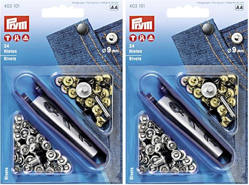 Prym 403101 Nieten Messing 9 mm silberfarbig/alteisen (Packung mit 2)