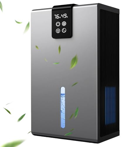 Deshumidificador silencioso, purificador de aire de 2200 ml, luz LED de 7 colores con control remoto, modo de suspensión, adecuado para sótano de dormitorio de baño de RV