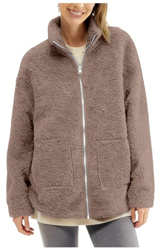 Hauetro Umstandsjacke mit Babyeinsatz Warm Teddy Fleecejacke Umstands Baumwolljacke Winter Umstandsmode 2 in 1 Tragejacke mit Taschen Teddyfleece Winterjacke Flauschig Weich Plüschjacke große Größe