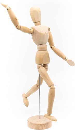 Gliederpuppe – 30cm Modellpuppe – Männlich aus Holz – Flexibler Mannequin – Ideal für Zeichnen, Bewegungstudien und als Schreibtischdekoration – Hochwertiges Naturmaterial