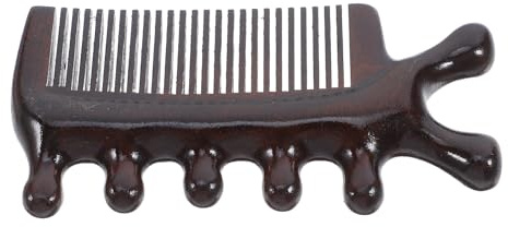 BIUDECO Masajeador Manual de Madera de Sándalo 5 Dientes para Cuero Cabelludo y Brazos, Peine para Desenredar Cabello y Relajación en Rutina Diaria