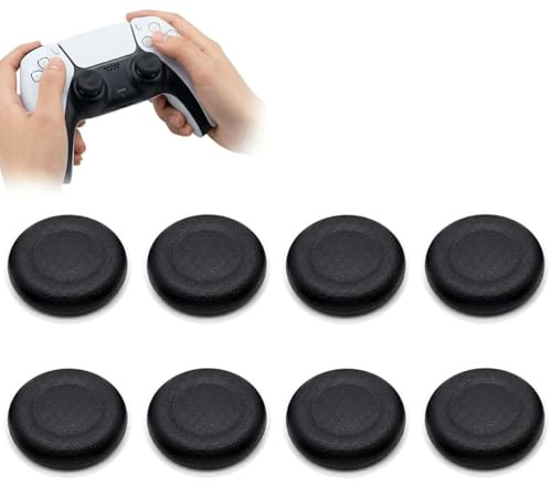 8PCS Thumb Grip Caps for PS5/PS4 Controller, Non-Slip Silicone Analog Stick Replacement Cover, Laser Textured Joystick Grips for PlayStation Portal/Steam Deck/ROG Ally, Black