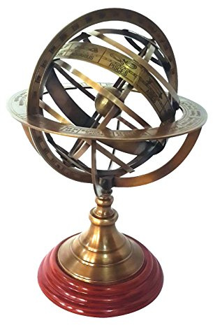 Medieval Replicas 12 Nautical Brass Armillary Sphere World Globe Rosewood Base Home Decor