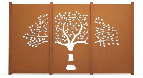Generisch Design Gartenzaun Sichtschutz Rostelement 3 teilige Sichtschutzwand SWCB018_Tripichon (Cortenstahl)