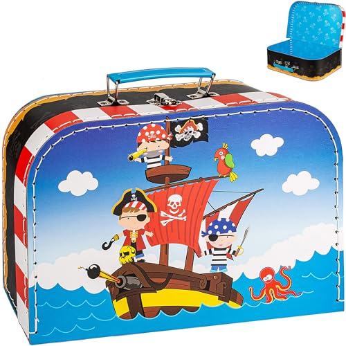 alles-meine.de GmbH Koffer/Kinderkoffer - Motivwahl - GROß - Pirat & Piratenschiff - 29 cm - ideal für Spielzeug und als Geldgeschenk - Pappkoffer - Puppenkoffer - Kinder - Pap..