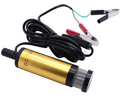 TAKPART DC 12V 38mm Ölpumpe Wasserpumpe Transferpumpe DieselkraftstoffpumpeWasser Öl Diesel Tauchpumpe Treibstoff Transfer mit Zigarettenanzünder Aluminiumlegierung