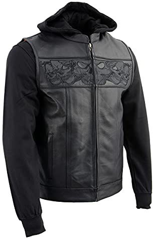 Milwaukee Leather mens Motorcycle MLM3563 BLACK, Black, Large