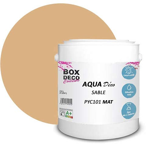 BOX DECO COULEURS Aqua Déco Wandfarbe Acryl Matt Optik 2,5L Beige Sand