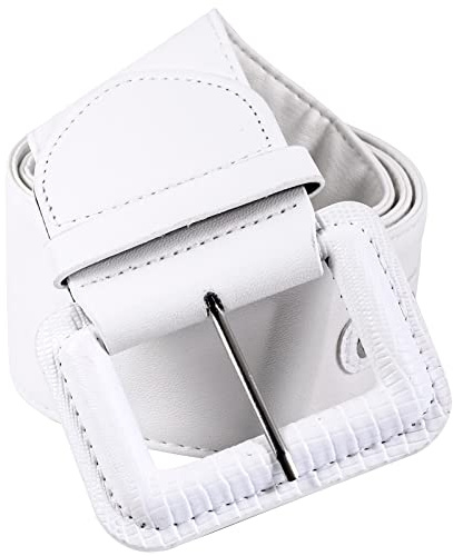 KYEYGWO Damen PU Leder Gürtel mit Verstellbar Dornschließe, Breiter Taillengürtel Frauen Kleid gürtels Klassischer Freizeitgürtel für Hemd Windjacke Mantel, Weiß
