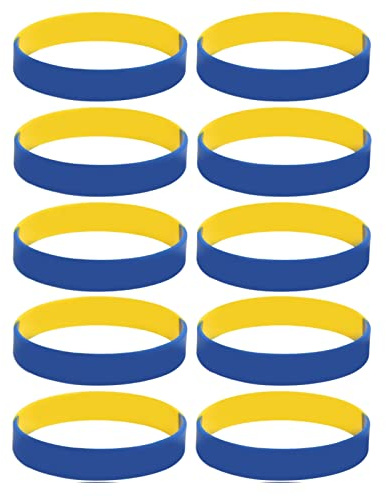 10 Stück Silikon Armbänder Blau und Gelb für Sportfan Anhänger Männer Frauen